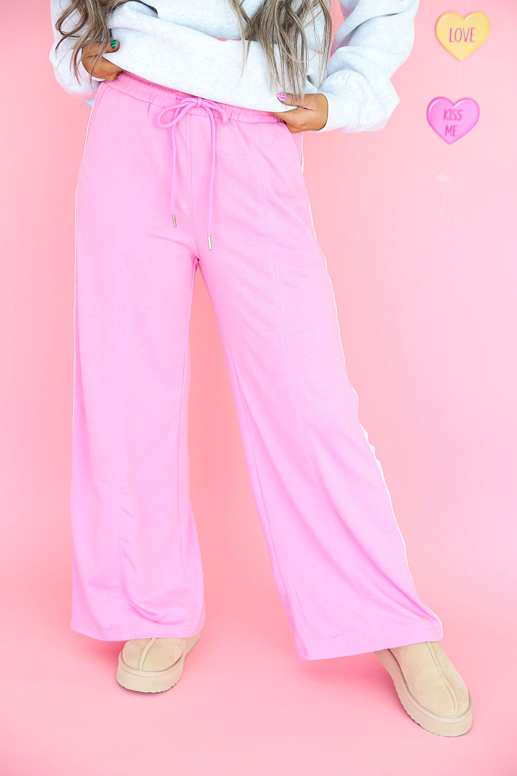 Love Line Track Pants- Pink