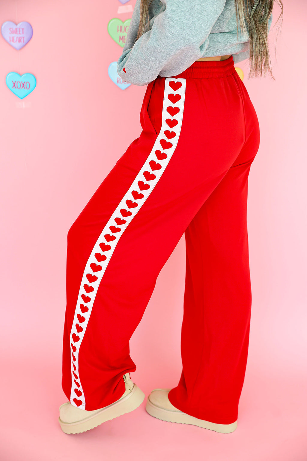 Love Line Track Pants- Red