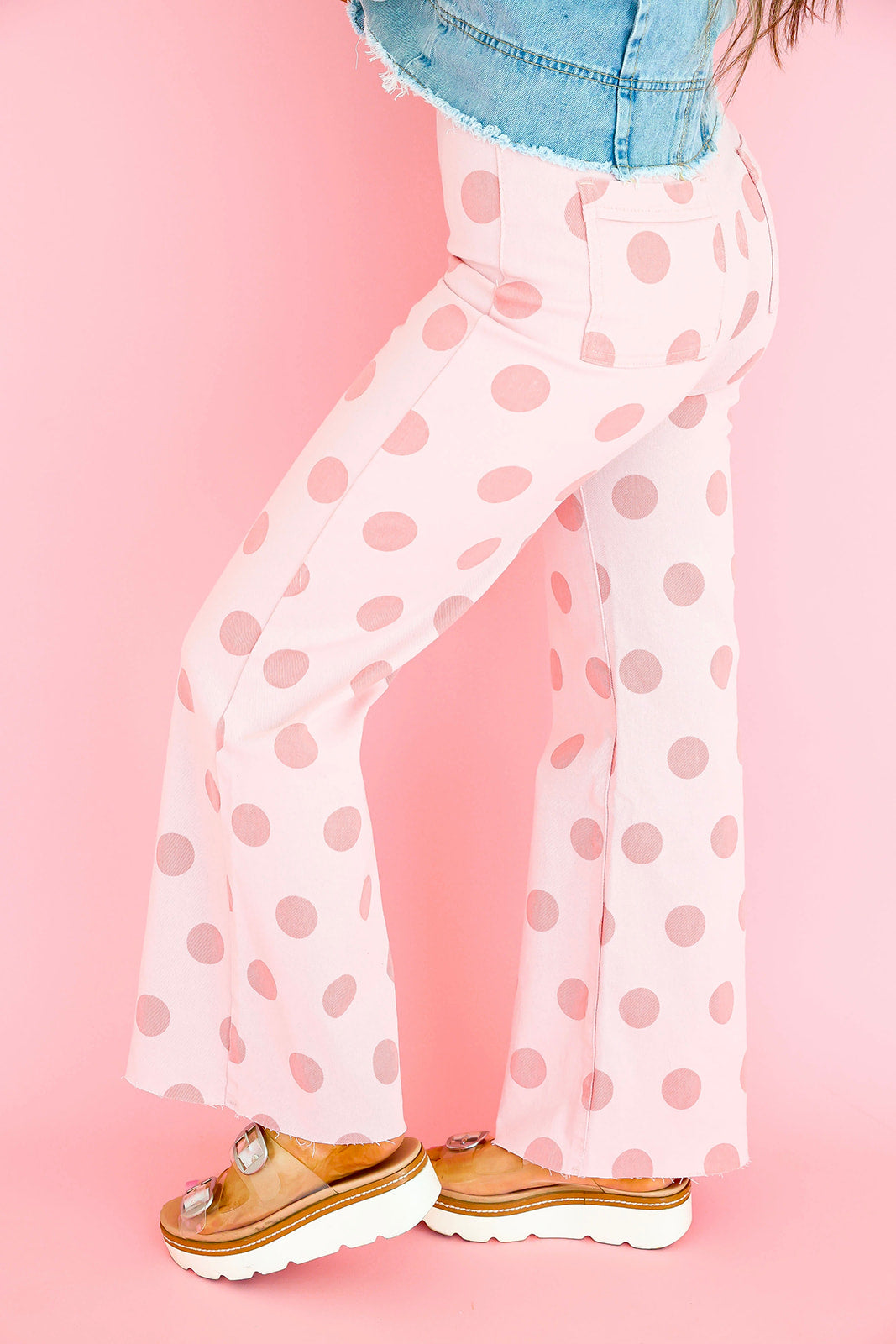 Lucky in Pink Polka Dot Jeans