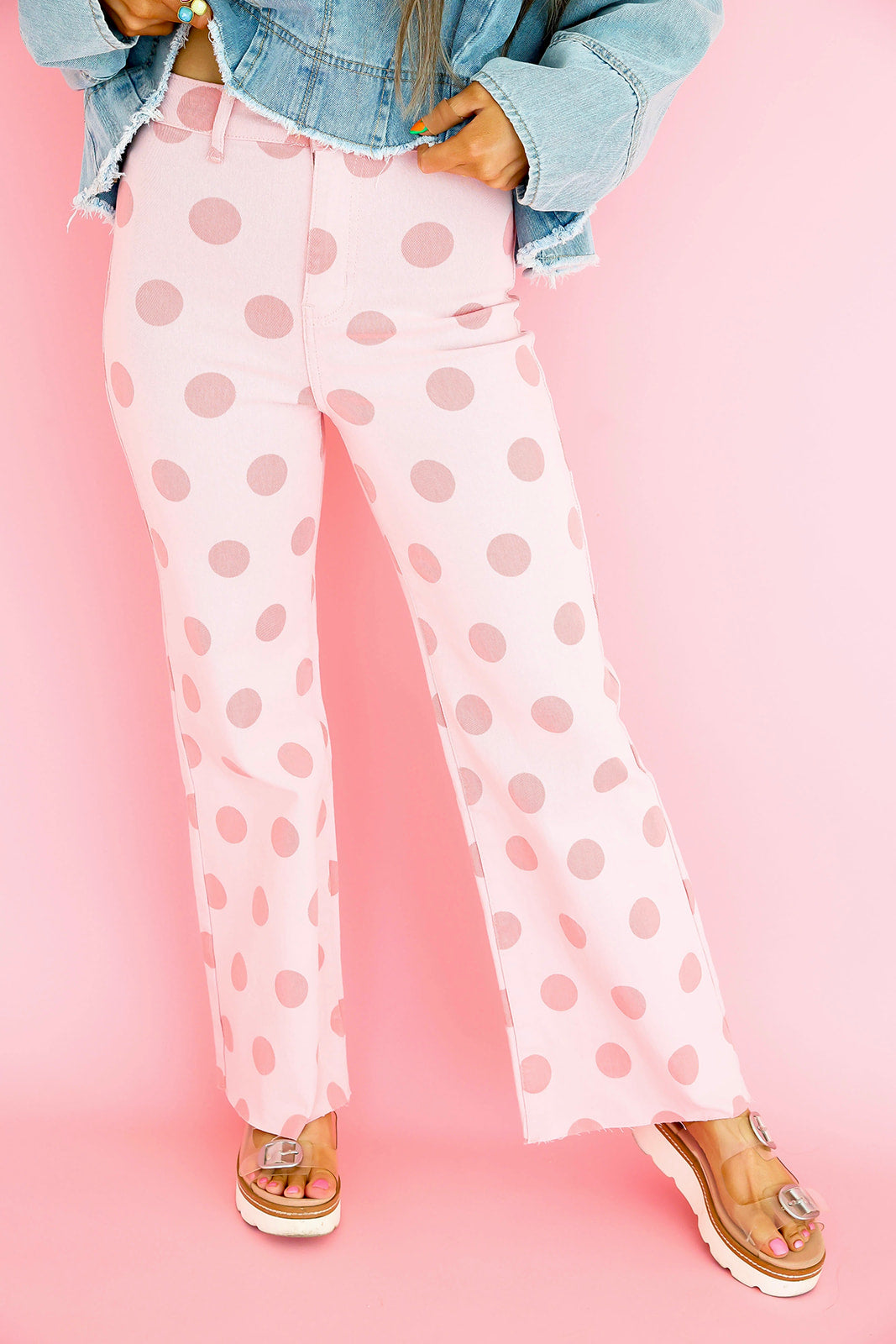 Lucky in Pink Polka Dot Jeans