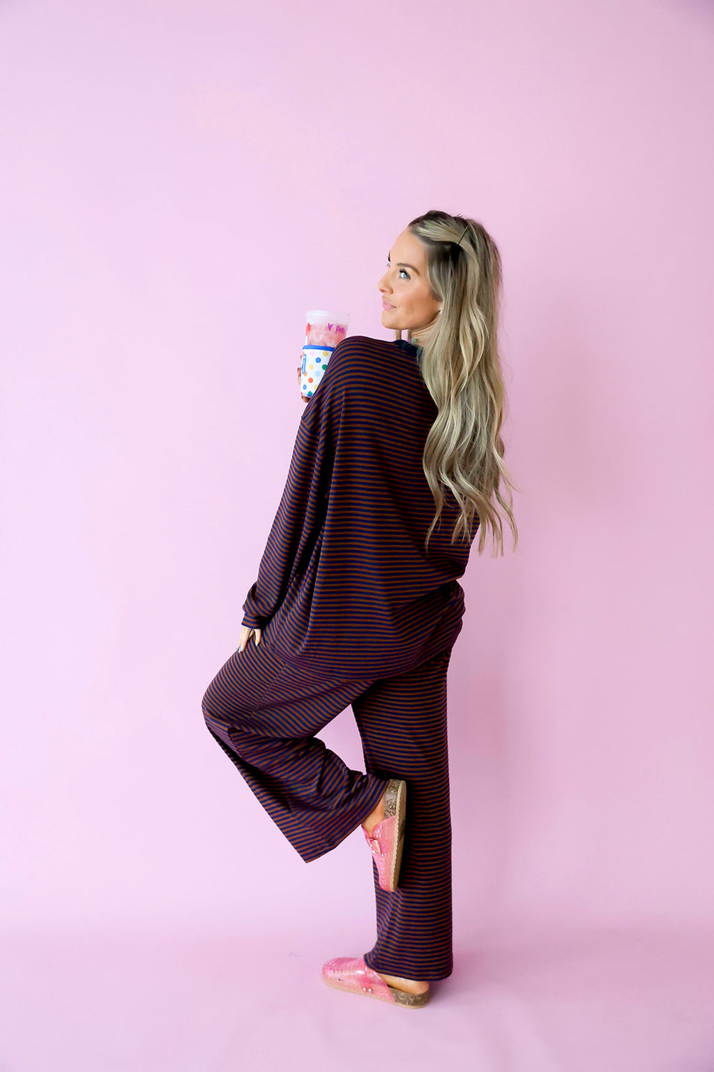 Main Character Long Sleeve Set –Brown/Navy