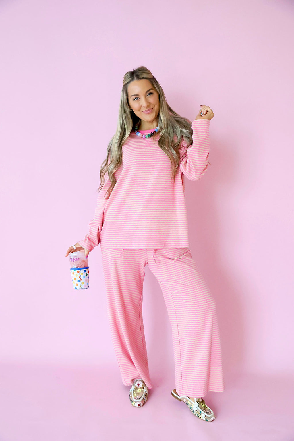 Main Character Long Sleeve Set – Pink/Taupe