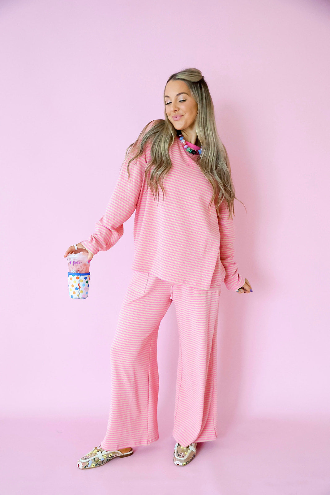 Main Character Long Sleeve Set – Pink/Taupe