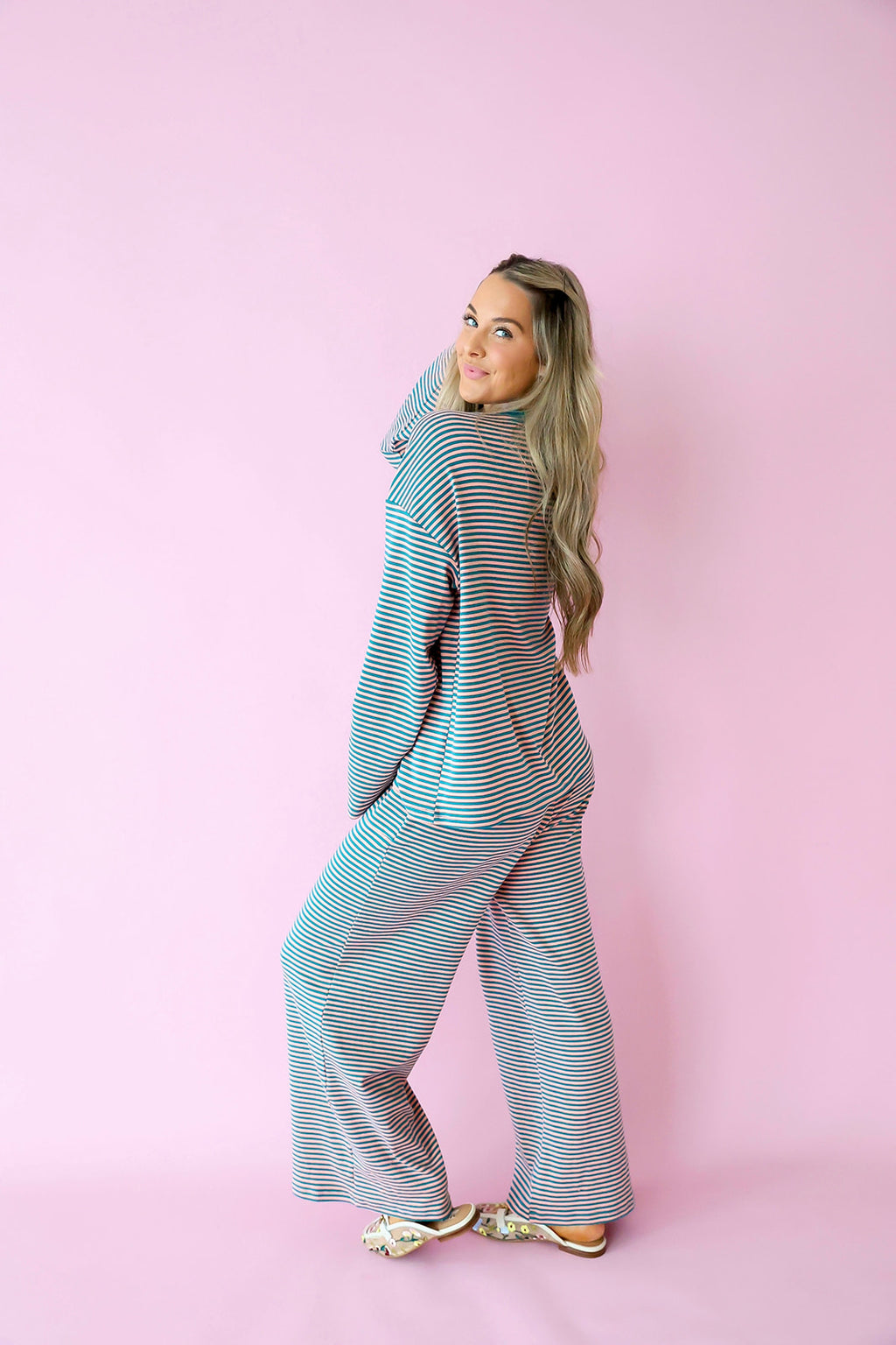 Main Character Long Sleeve Set –Teal/Apricot