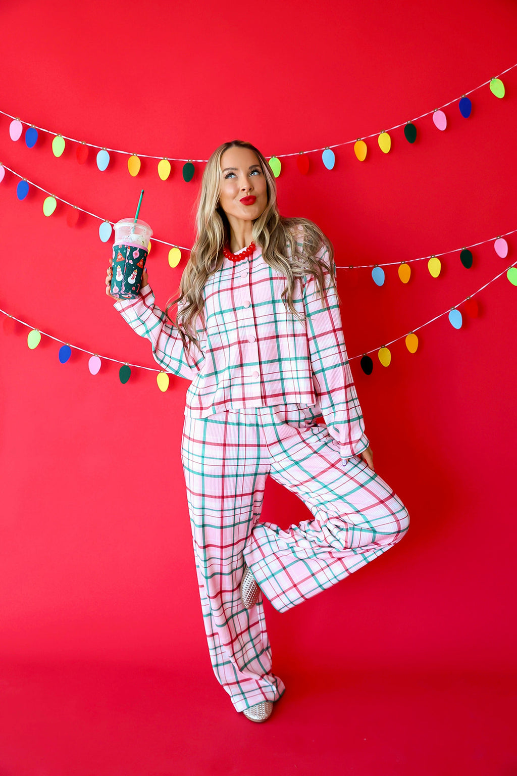 Merry Little Plaid Set – Pink/Green