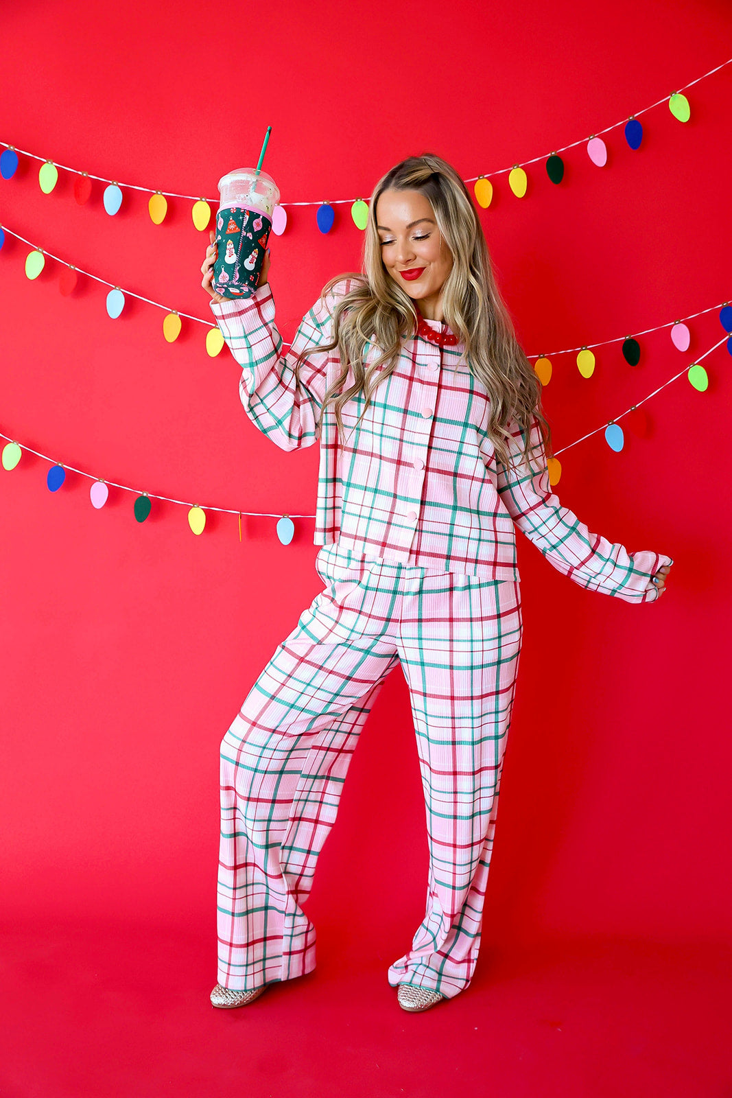 Merry Little Plaid Set – Pink/Green