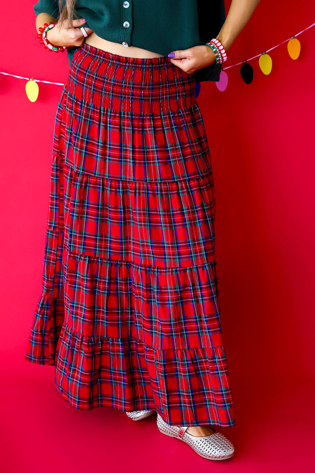 Merry In Plaid Maxi Skirt