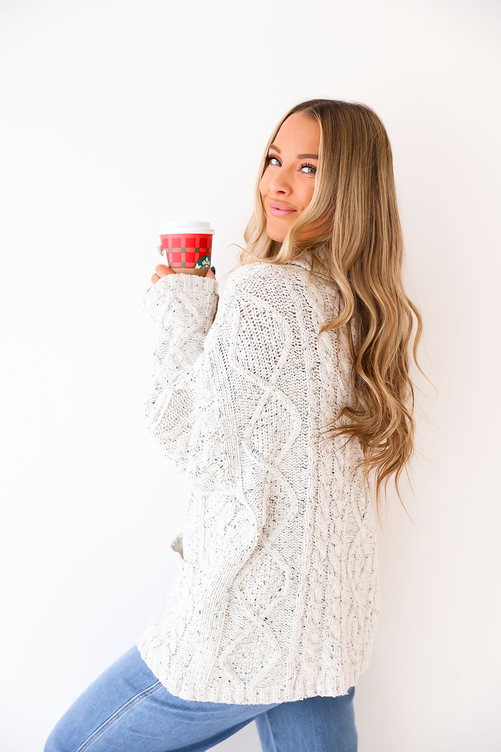 Morning Fog Cable Cardigan – Heather Grey