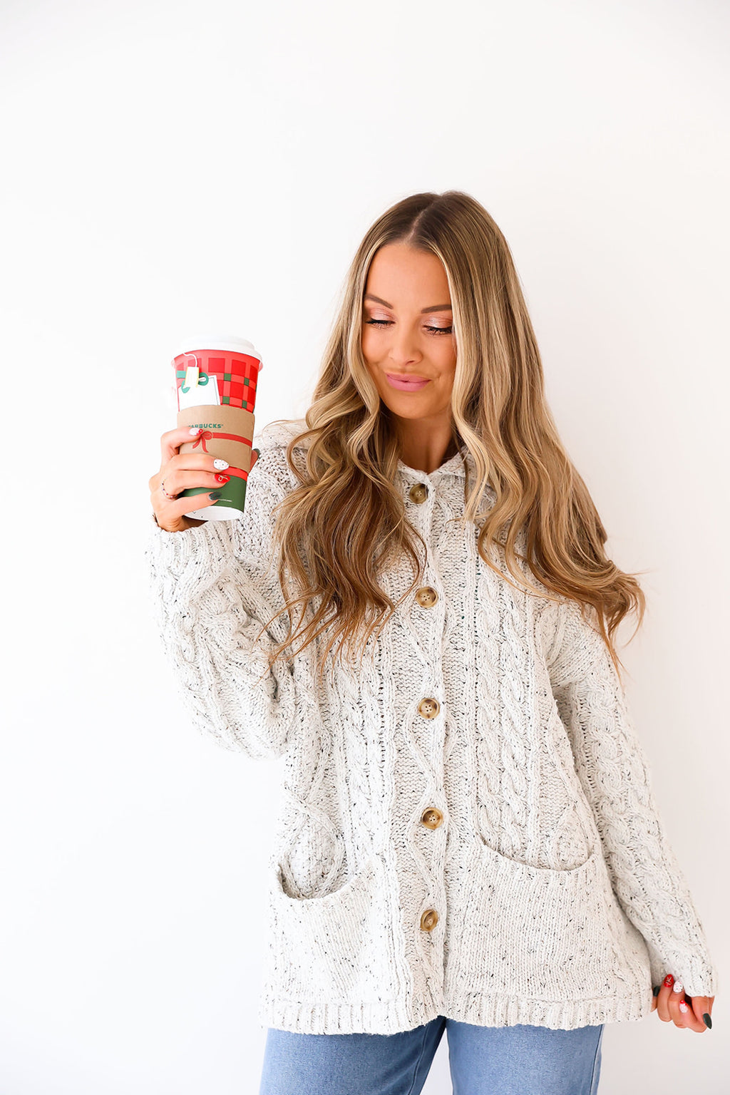 Morning Fog Cable Cardigan – Heather Grey