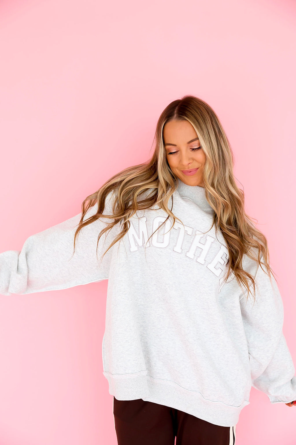 Motherhood Mock Neck Sweatshirt – Grey (PREORDER END OF FEB  SOONER--must be checked out separately!)