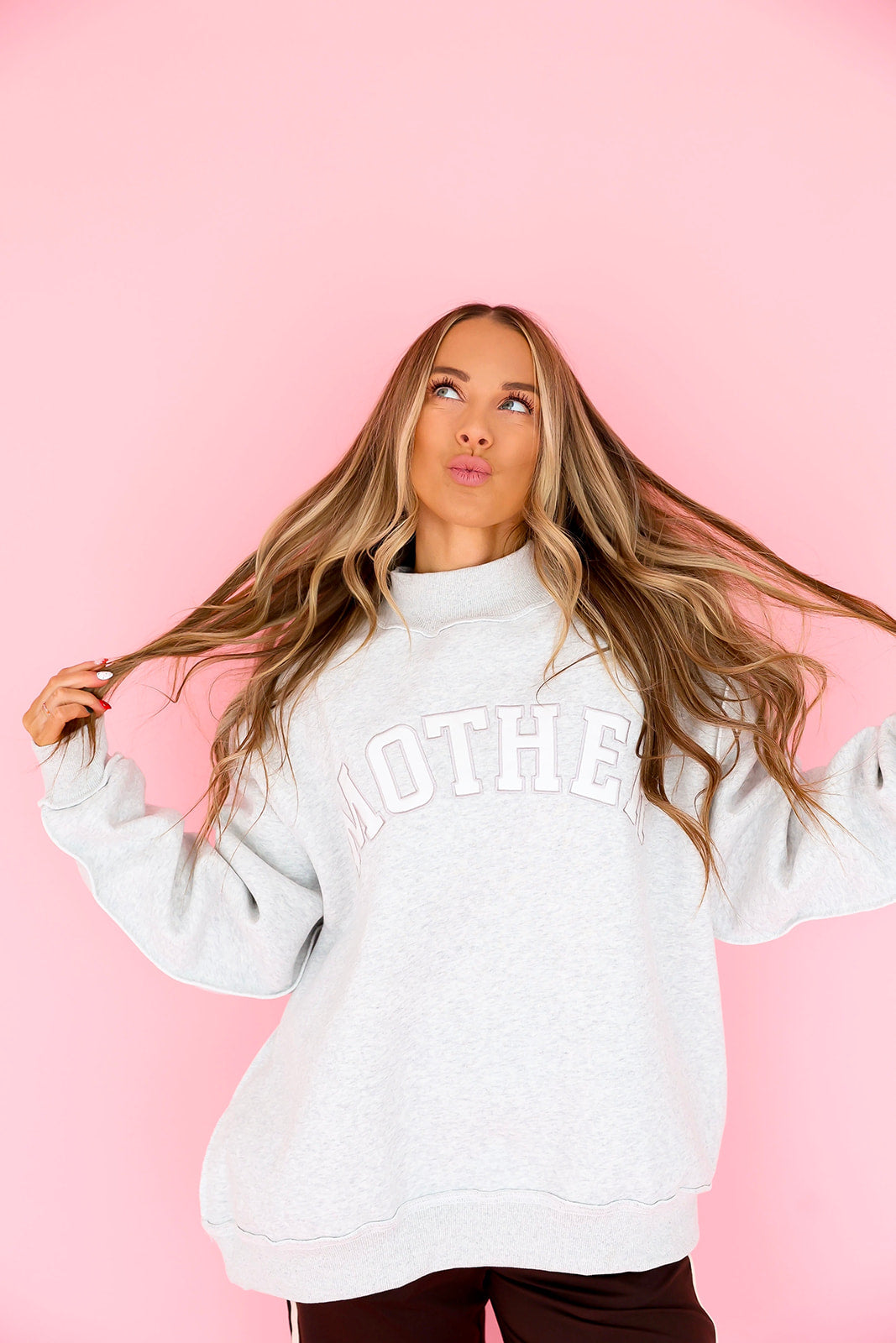 Motherhood Mock Neck Sweatshirt – Grey (PREORDER END OF FEB  SOONER--must be checked out separately!)