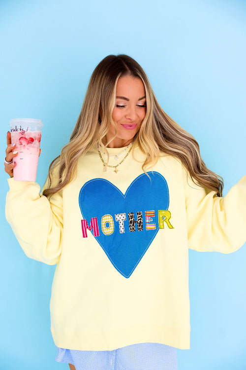 Motherly Love Patch Sweatshirt – Butter Yellow