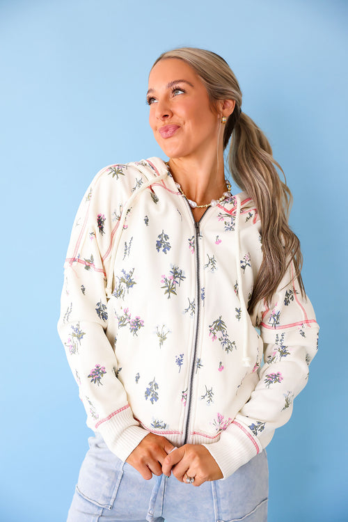 On A Whim Floral Zip Up