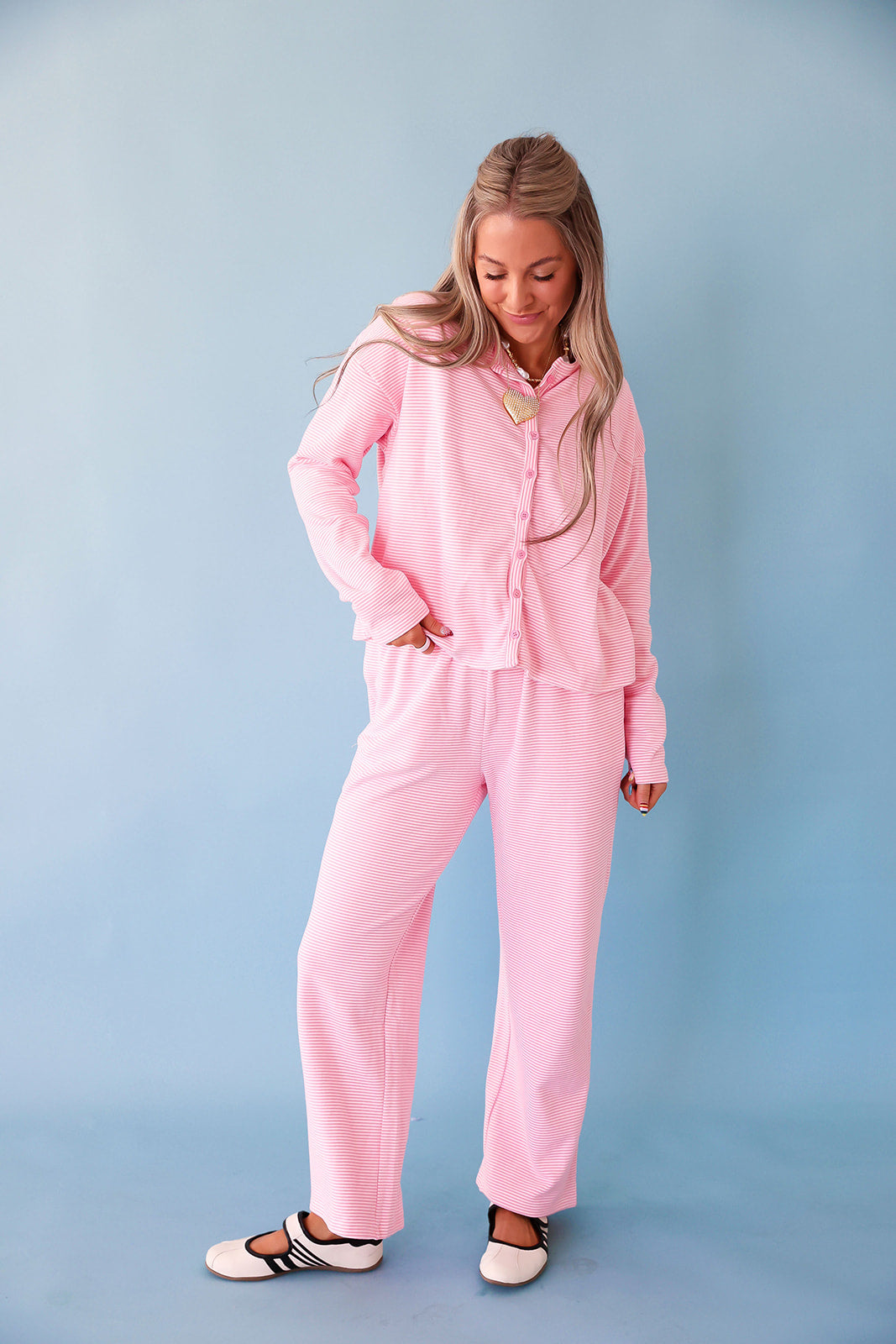Out The Door Stripe Set- Pink