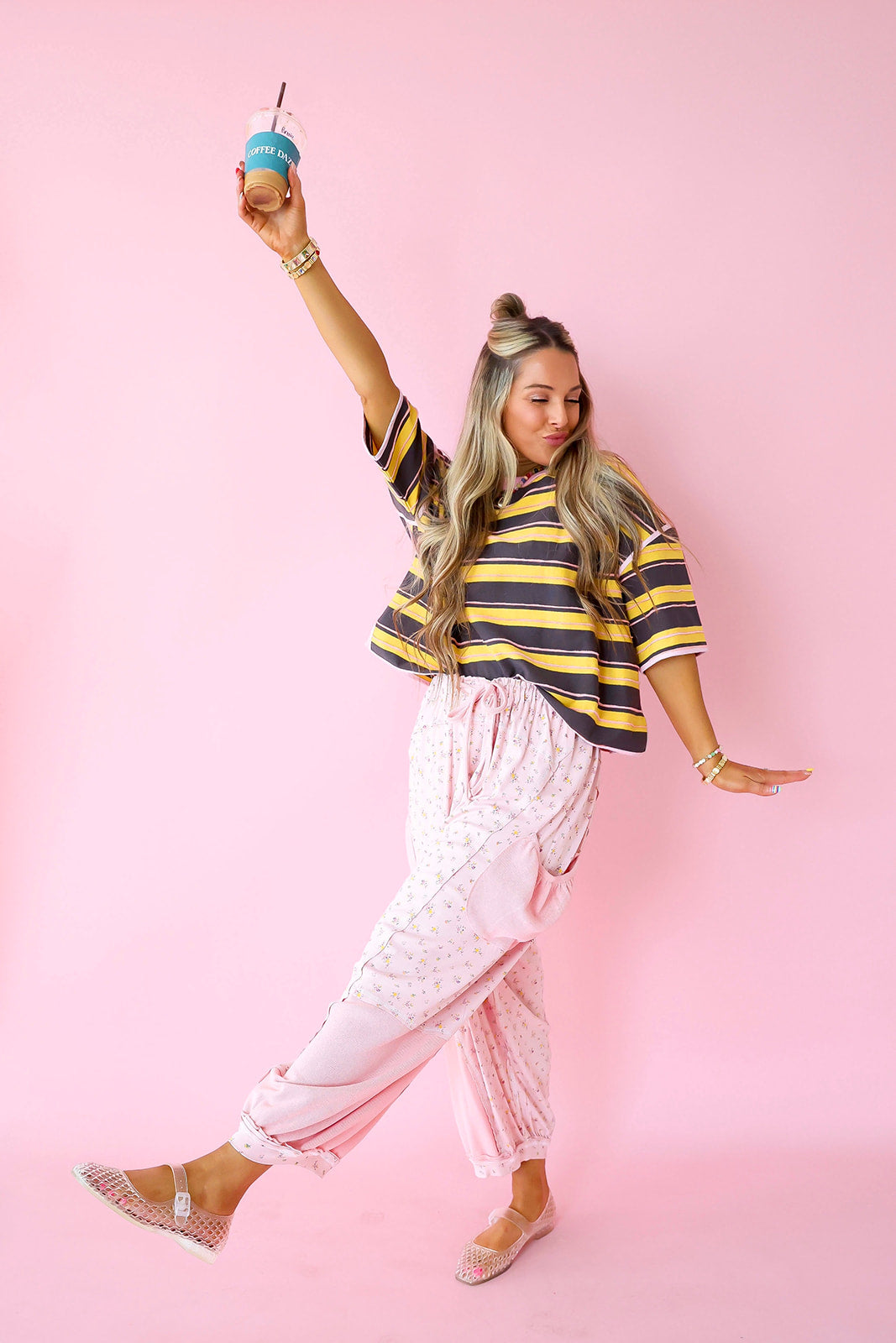 Out & About Stripe Top- Mustard/Brown