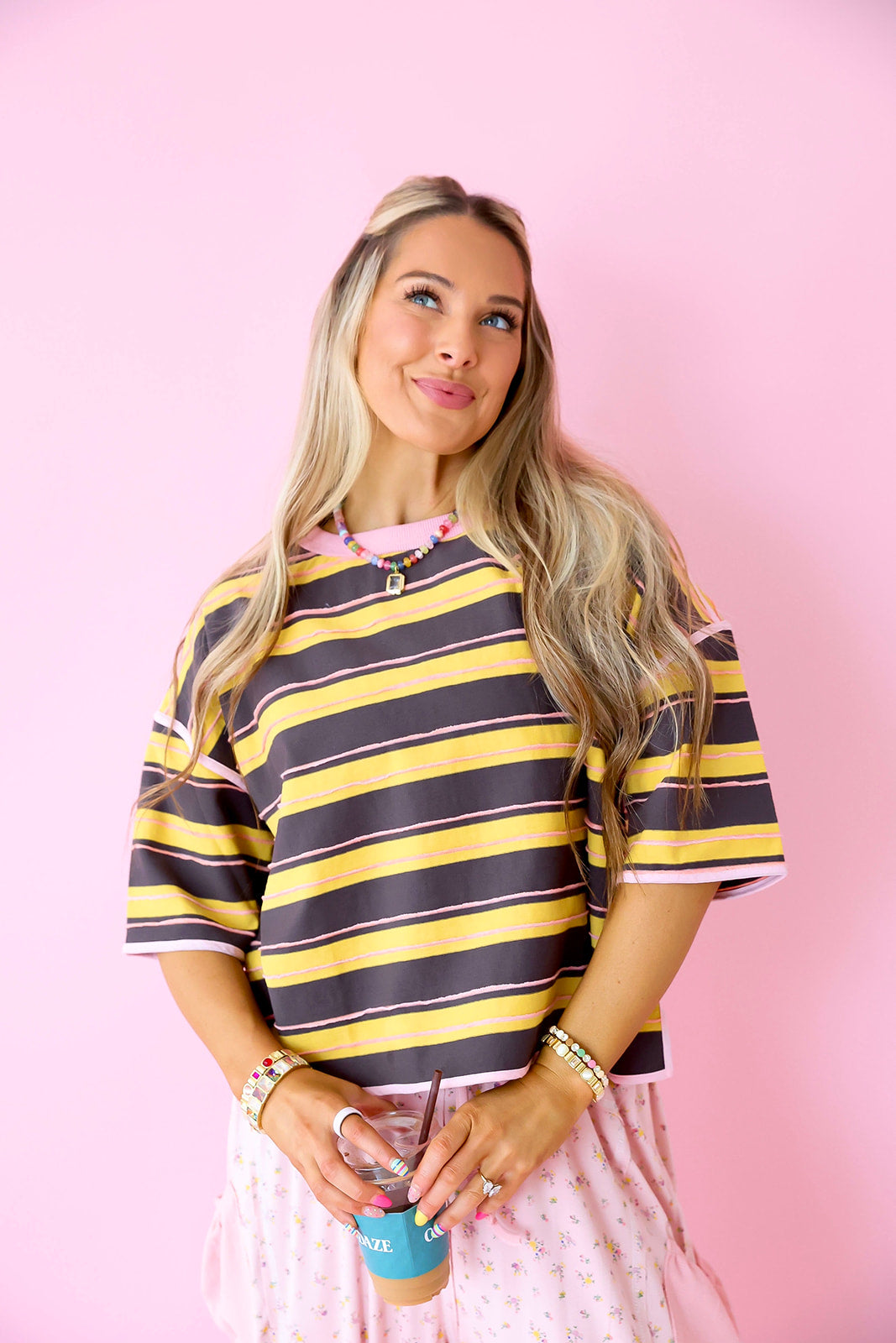 Out & About Stripe Top- Mustard/Brown