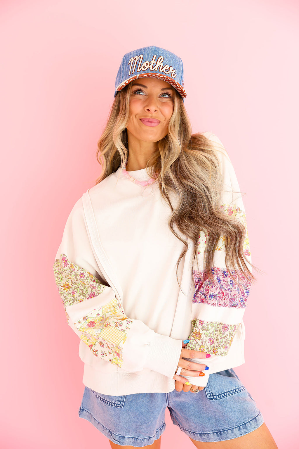 Patchwork Daydream Pullover-Cream
