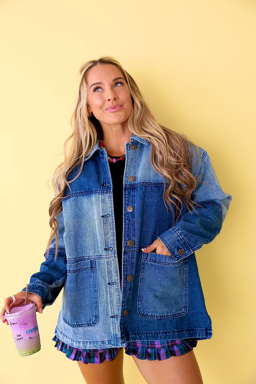 Patchwork Plans Denim Jacket
