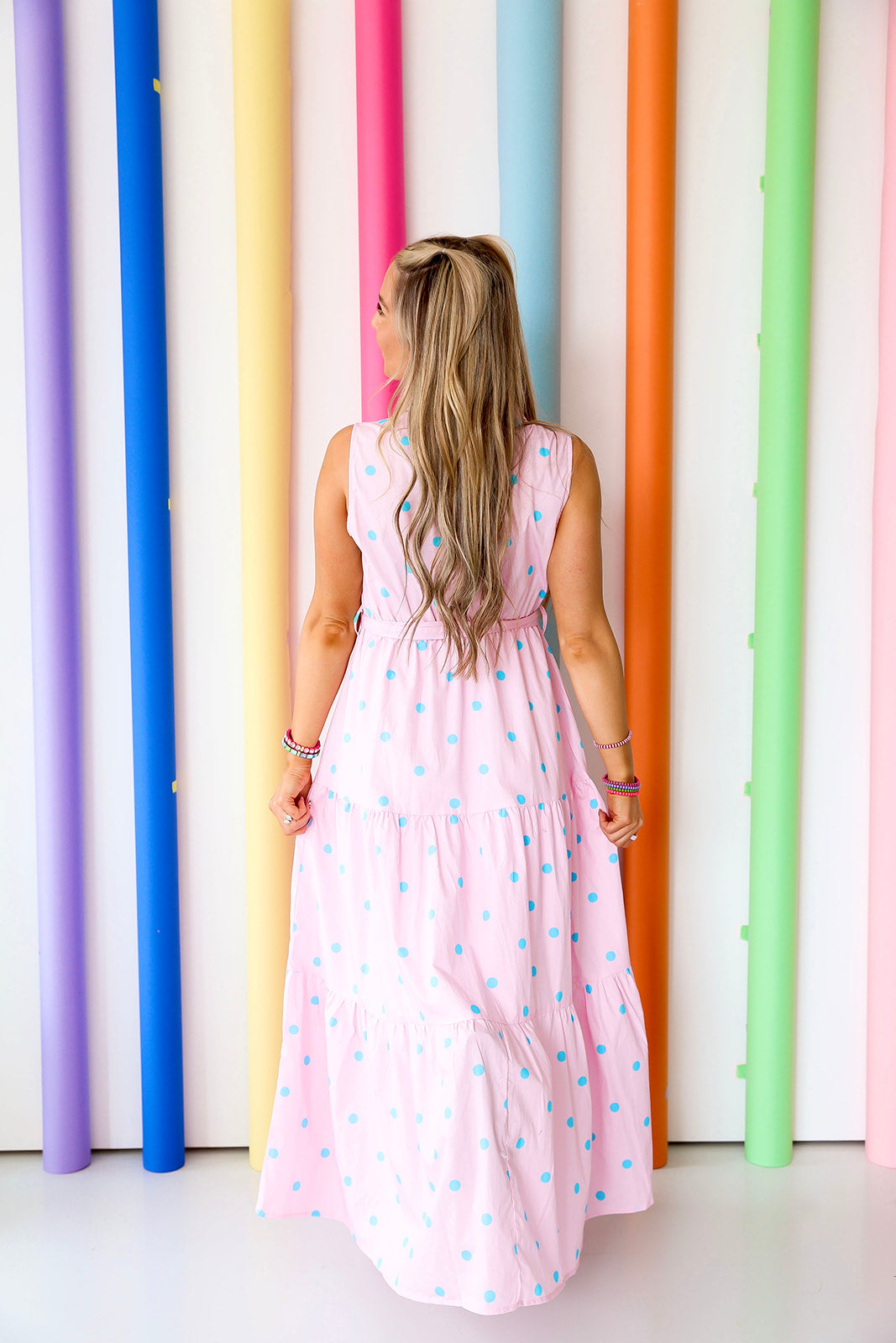 Pencil & Polka Dots Dress- Pink