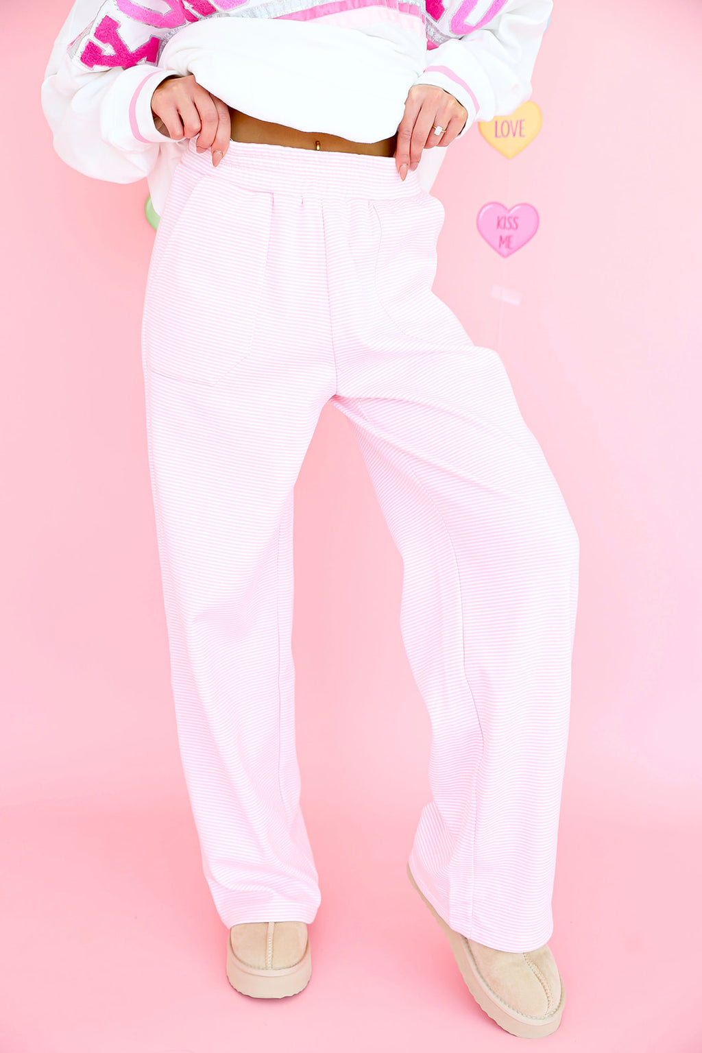 Pink Cloud Striped Pant