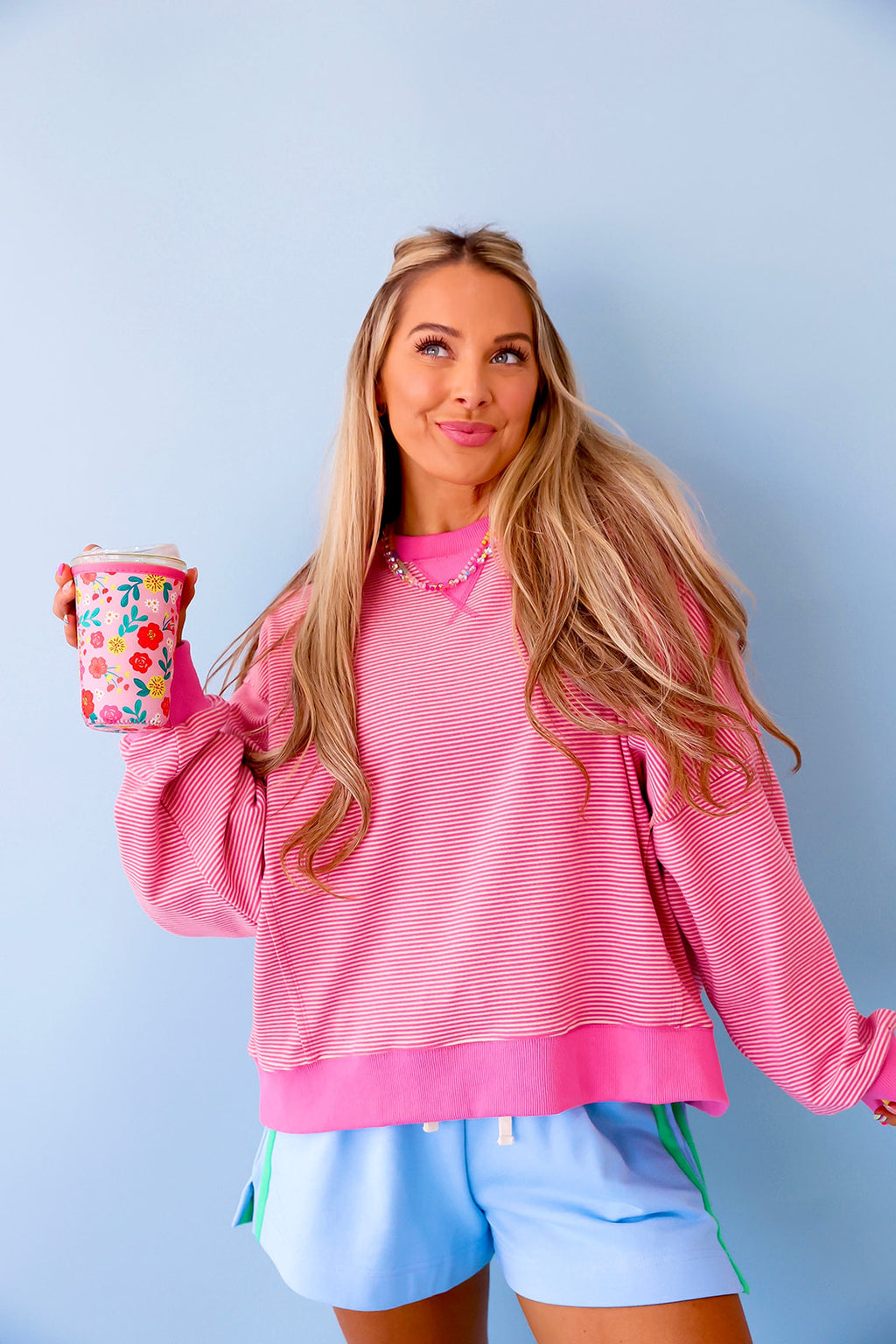 Pink Mood Pinstripe Crew