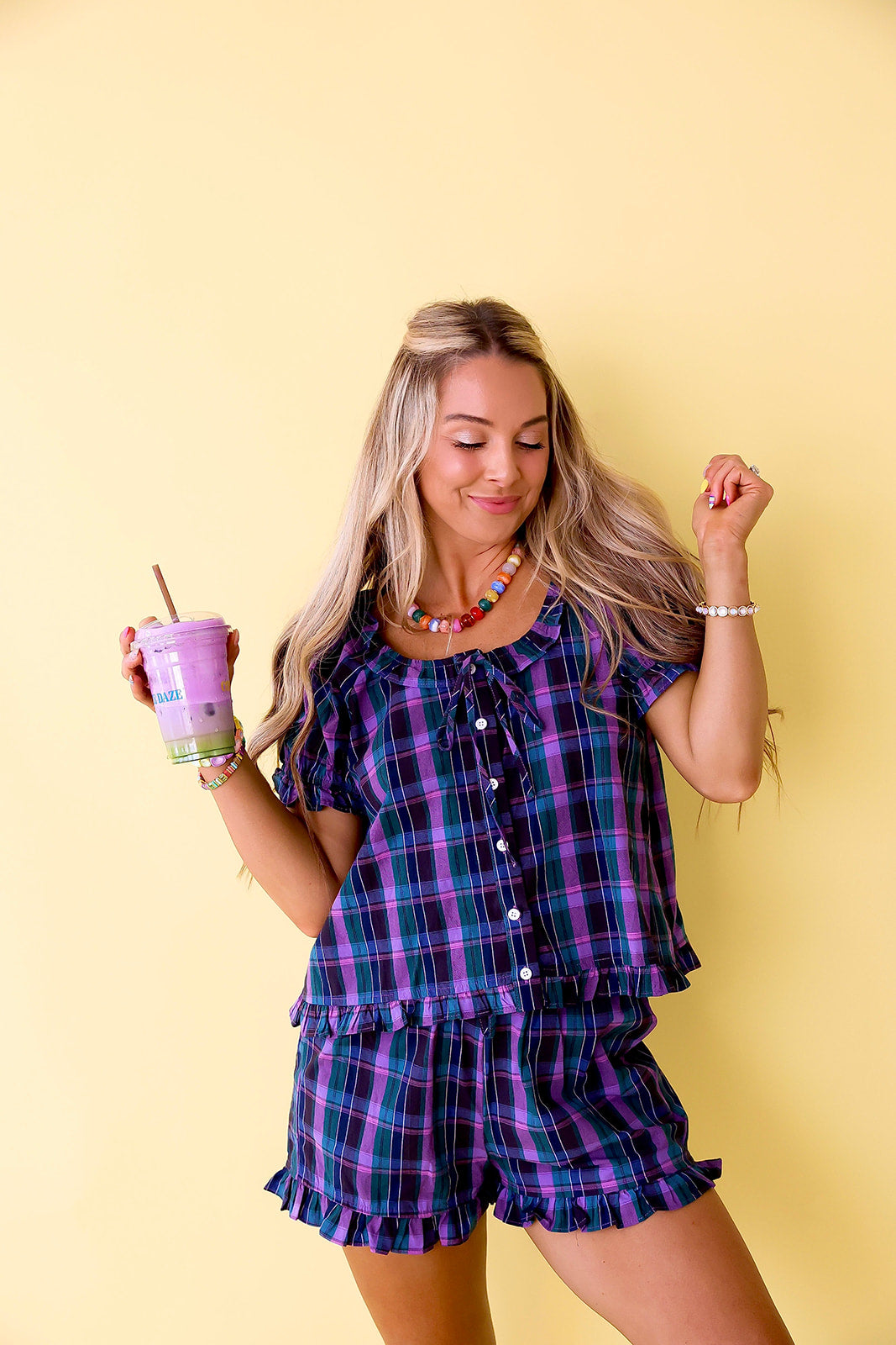 Plaid About You Short Set