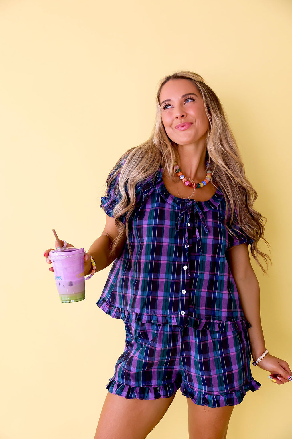 Plaid About You Short Set