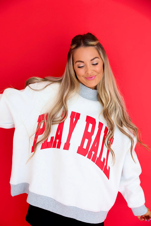 Play Ball Mock Neck Sweatshirt