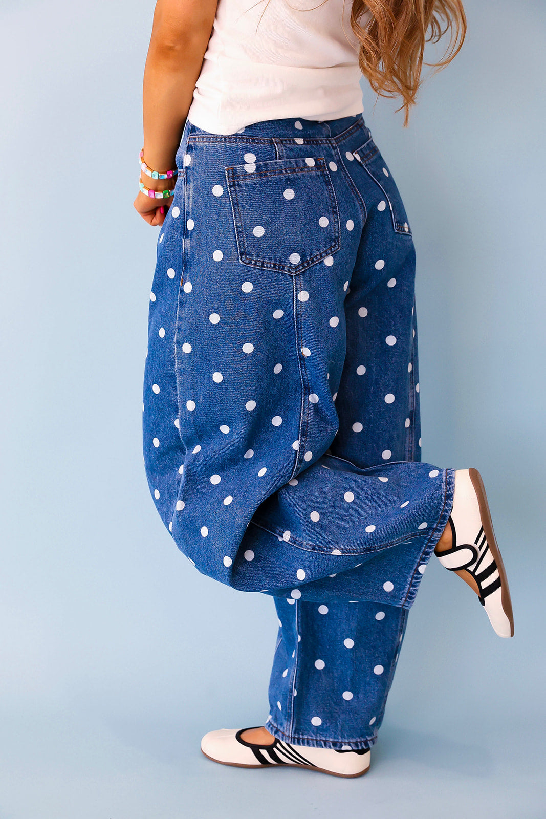 Playful Polka Barrel Jeans - Dark Wash