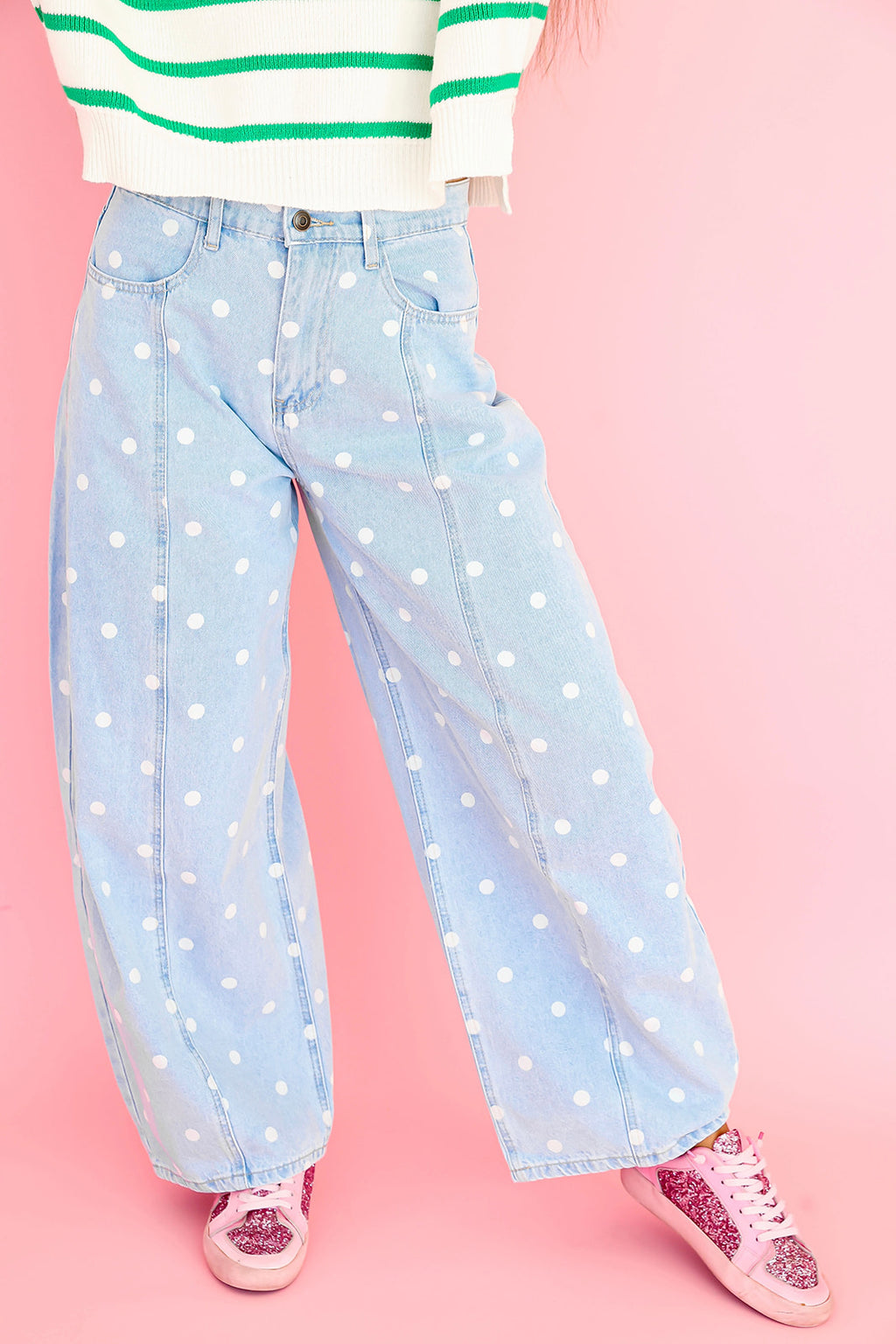 Playful Polka Barrel Jeans Restock