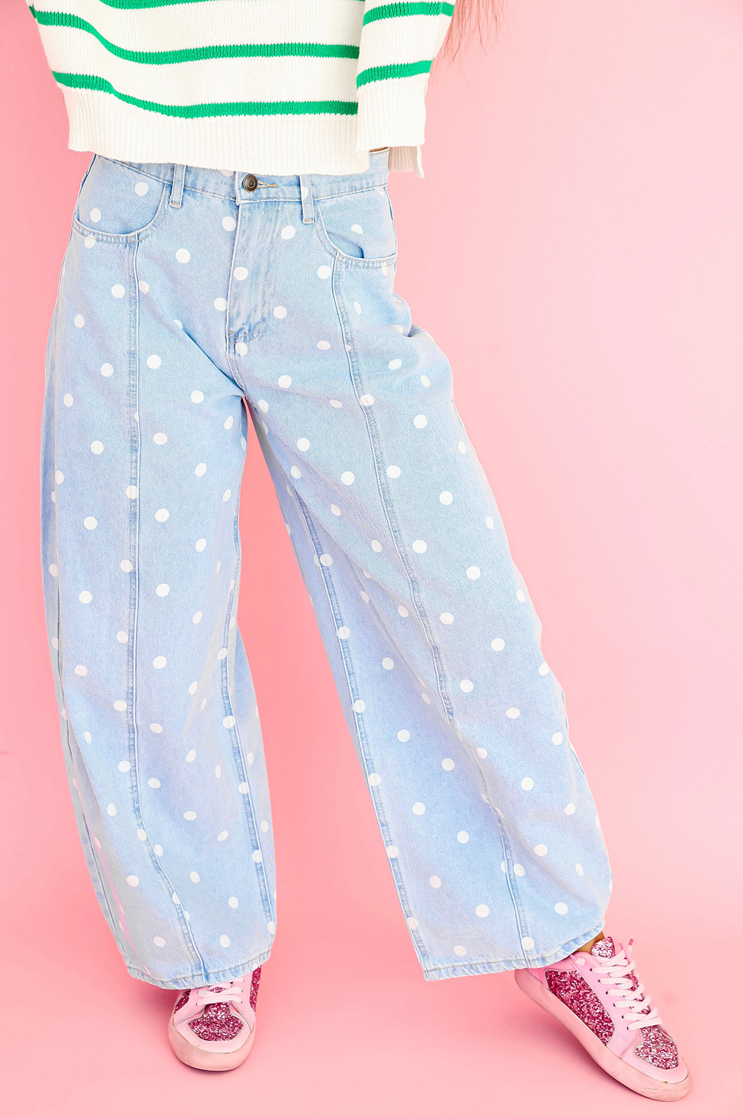 Playful Polka Barrel Jeans Restock