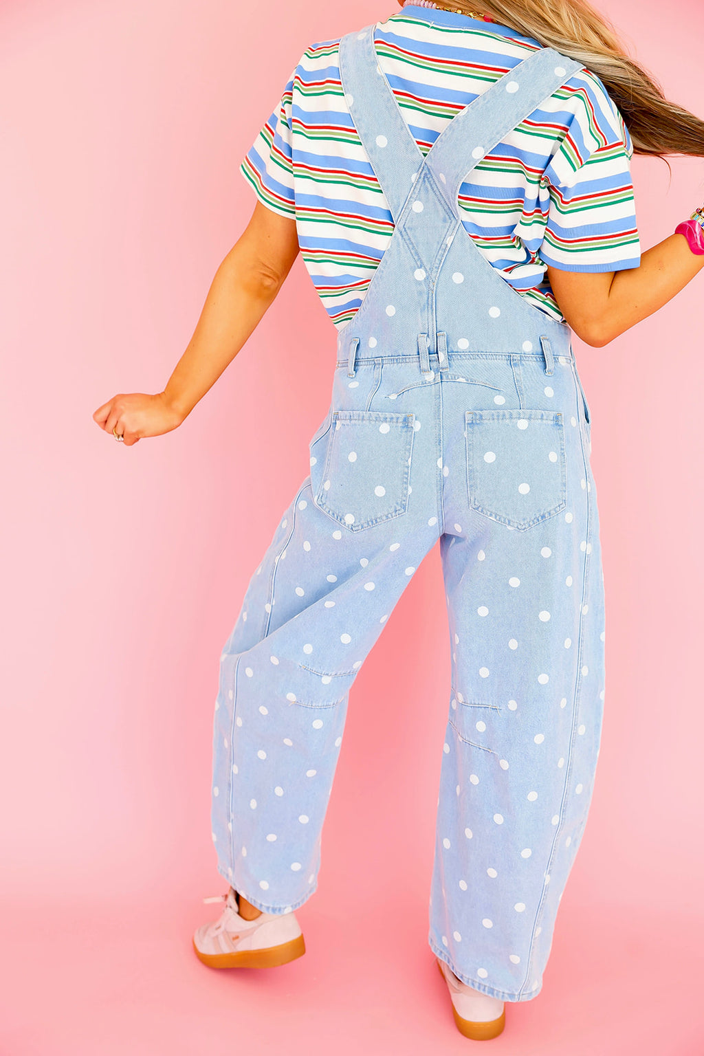 Polka Dot Barrel Overalls – Denim