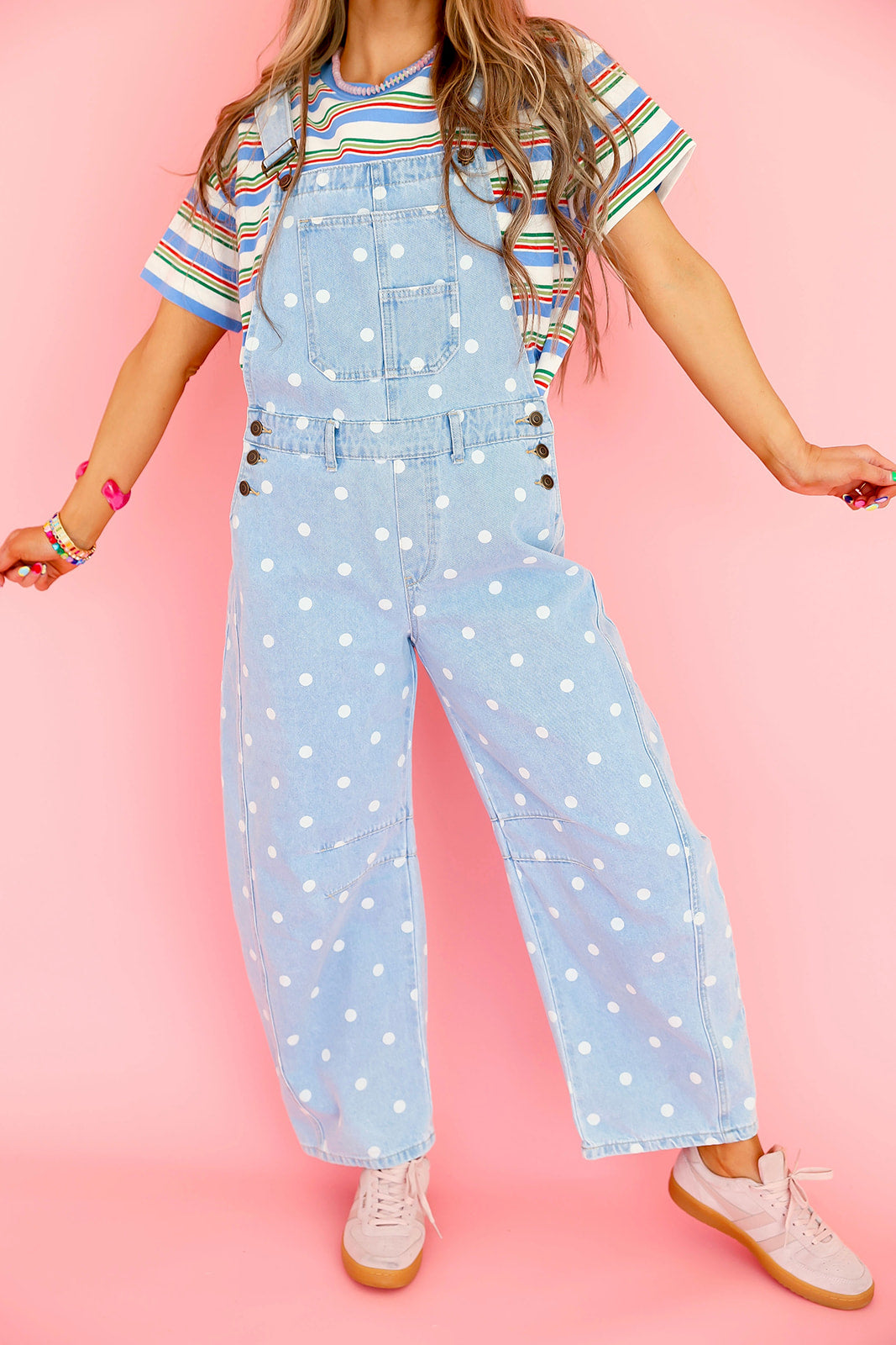 Polka Dot Barrel Overalls – Denim