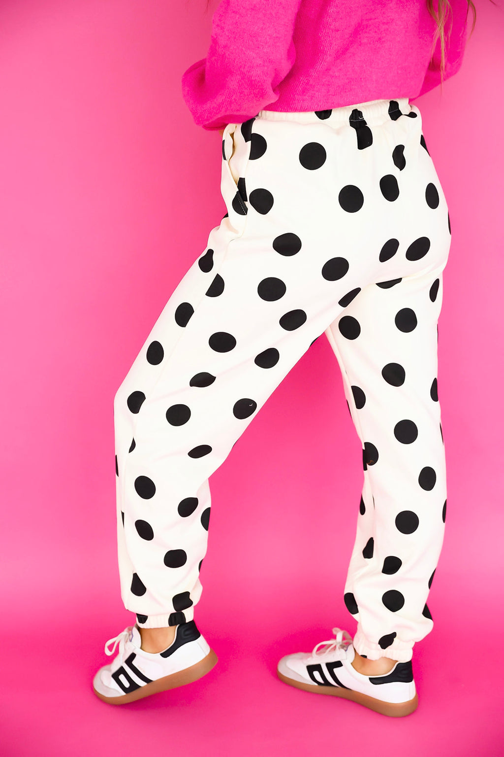 Polka Dot Party Joggers – Cream