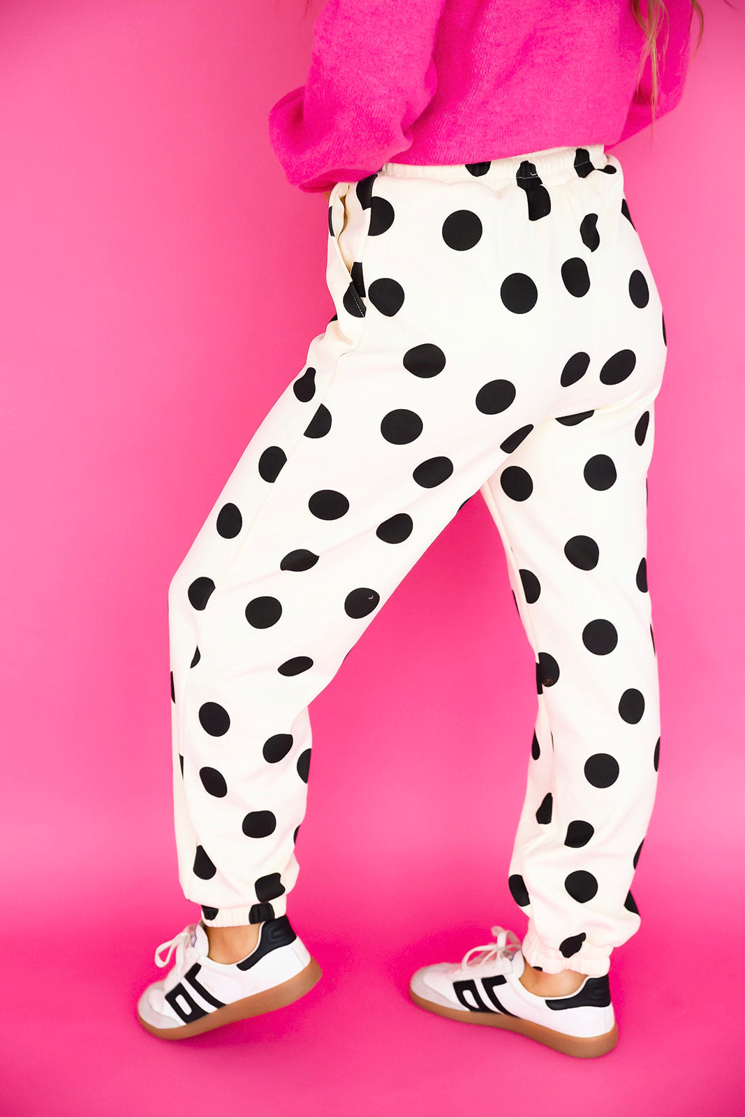 Polka Dot Party Joggers – Cream