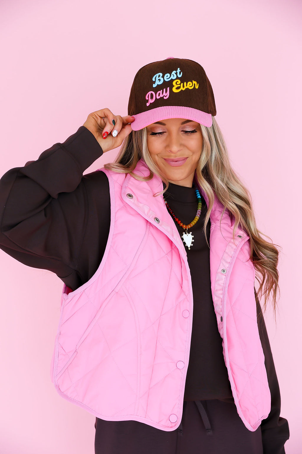 Pop of Pink Quilted Vest