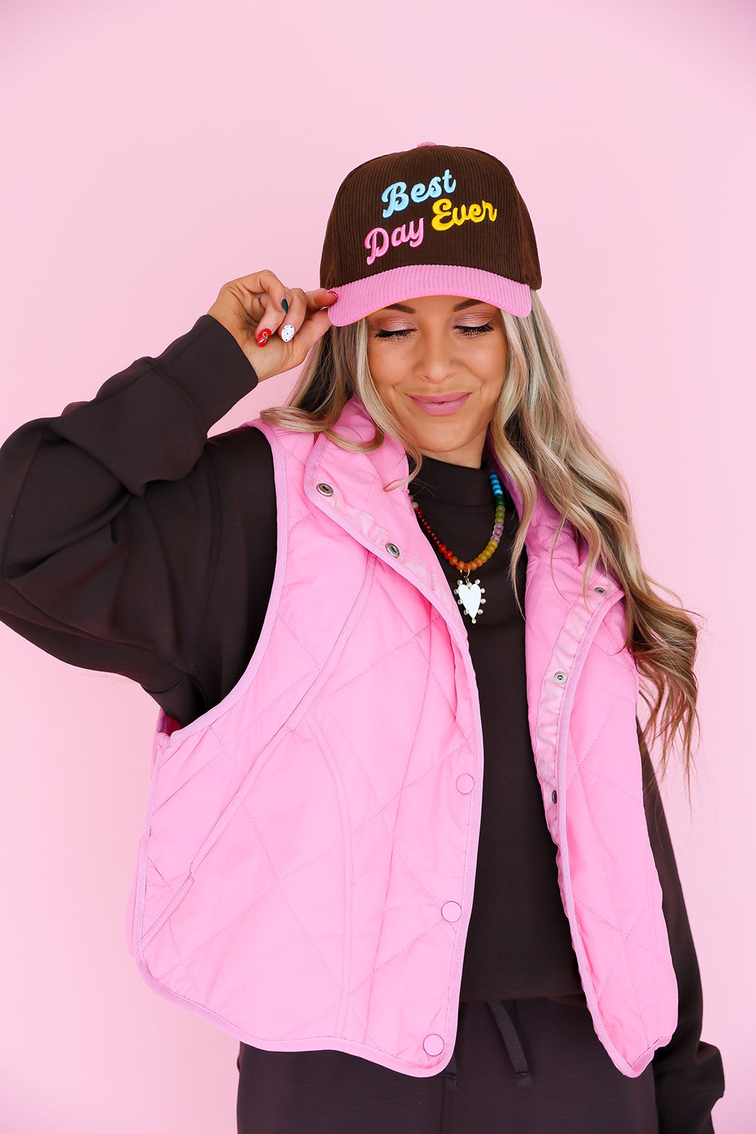 Pop of Pink Quilted Vest