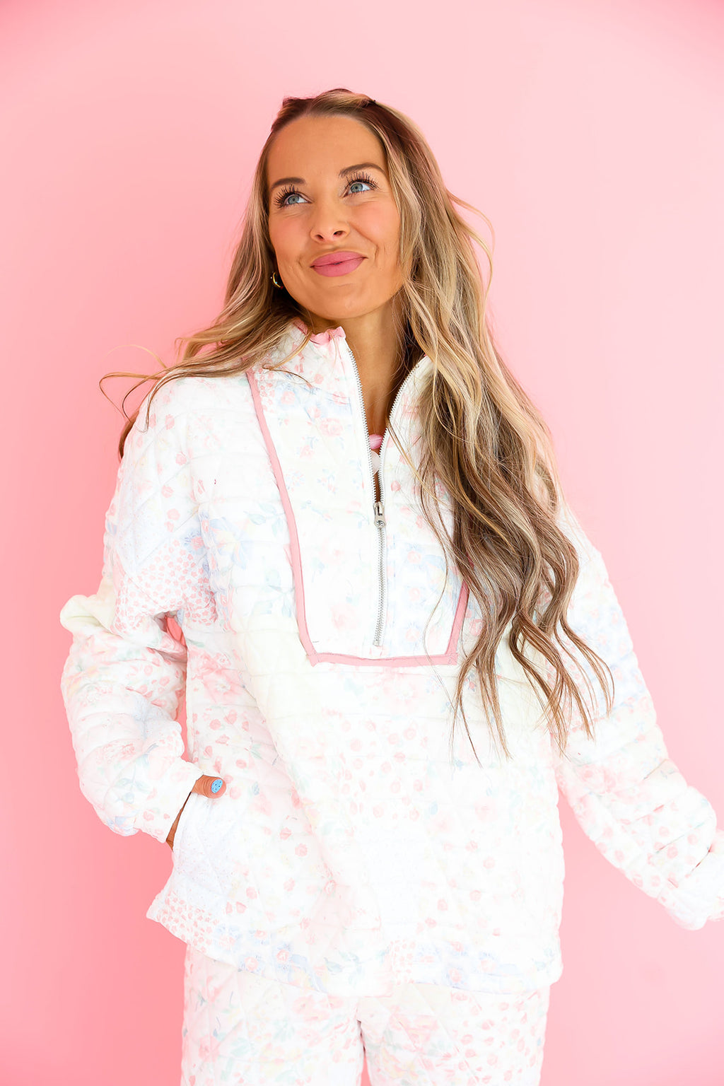 Pretty In Patchwork Quarter Zip