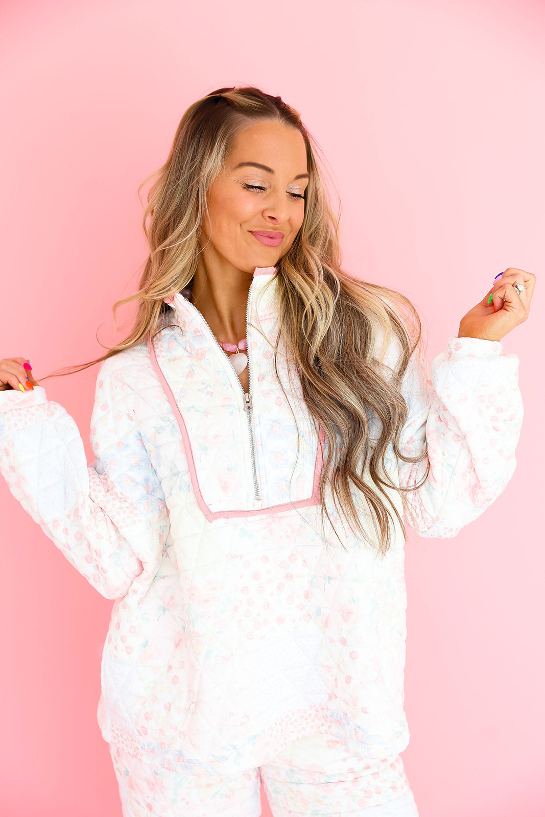 Pretty In Patchwork Quarter Zip