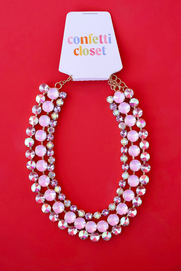 Pretty In Pink Crystal Necklace