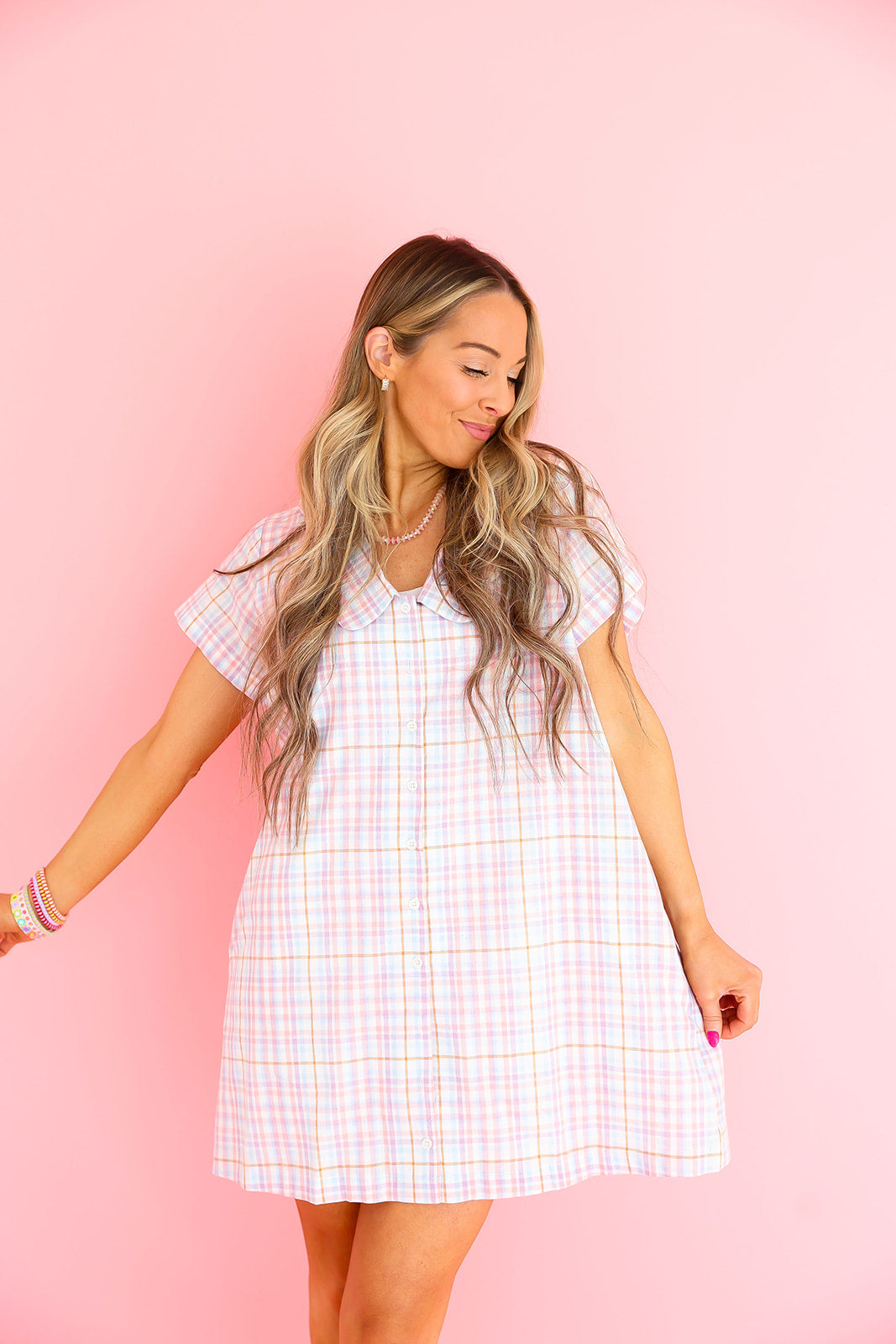 pink flannel dress Pretty In Pink Plaid Cut Out Mini Dress - restock!