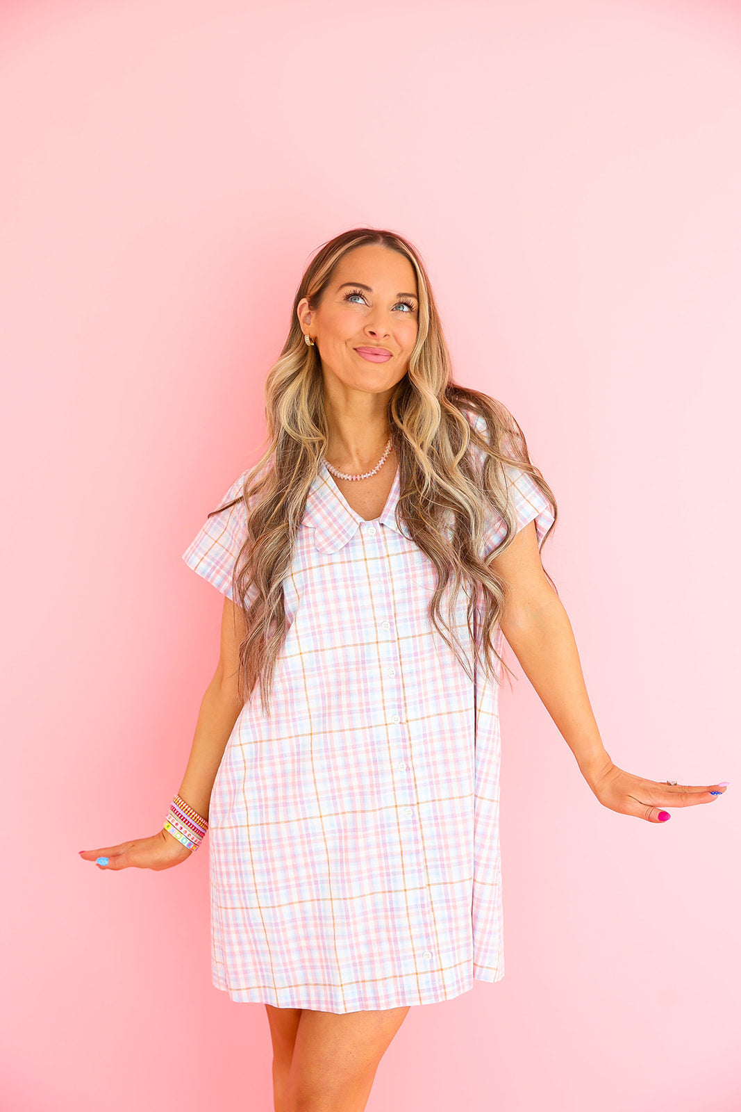 womens pink plaid dress Filly Pink and Green Plaid Dress Medium