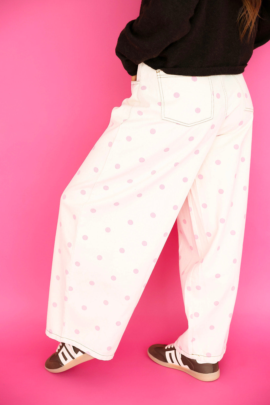 Pretty in Polka Pants- Cream/Pink