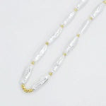 Long Pearls With Gold Detail Necklace