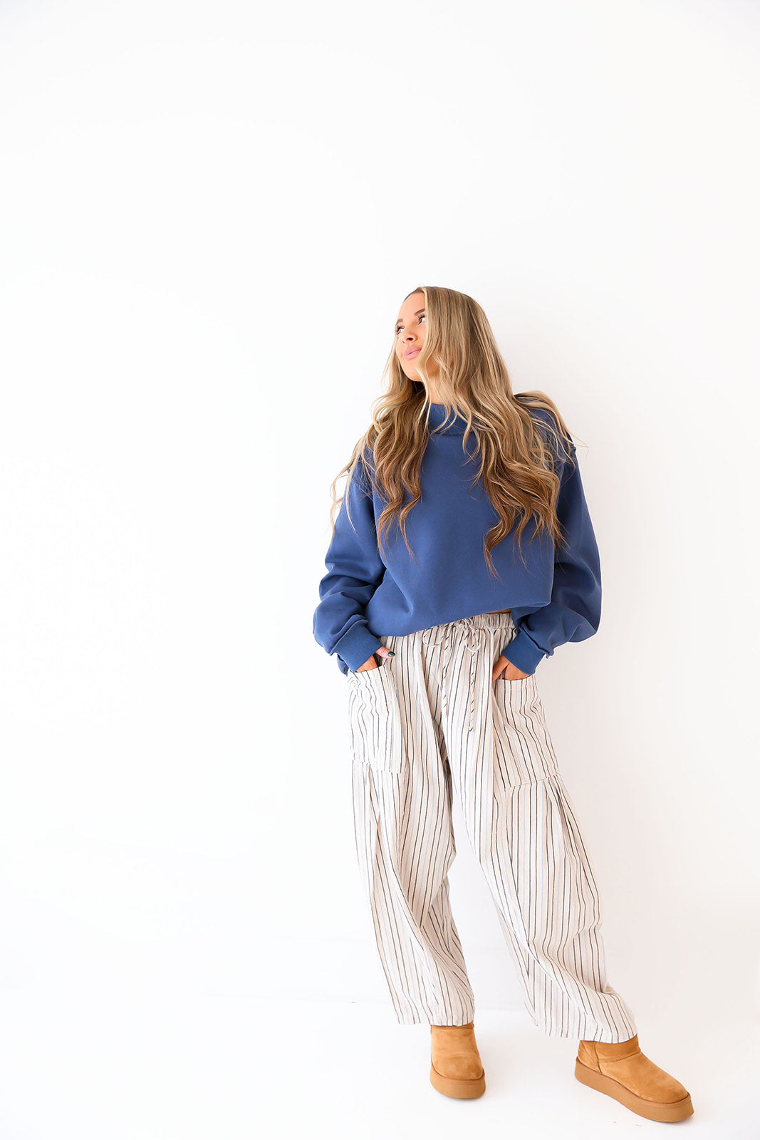 Quiet Morning Mock Neck- Navy