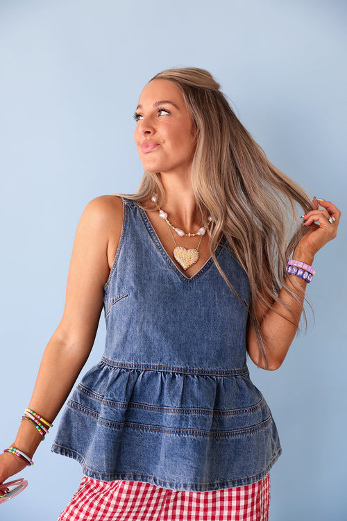 Quite The Catch Denim Top