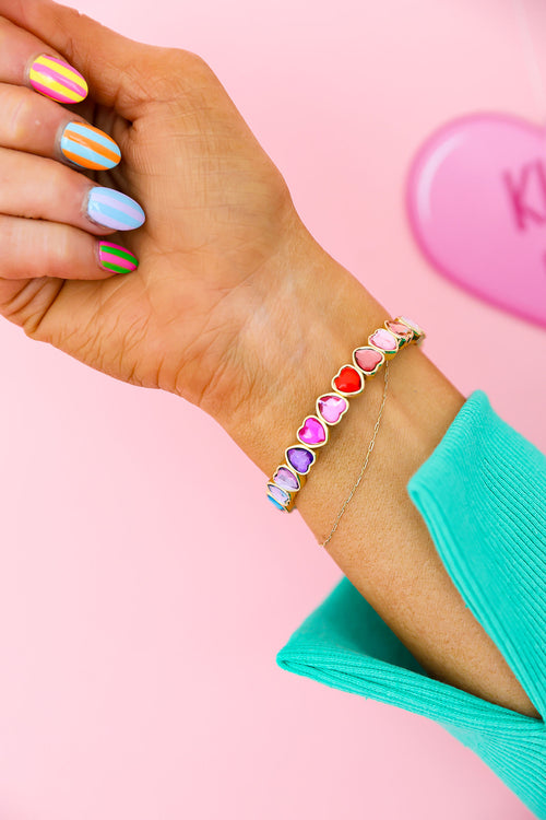 Rainbow Heart Gem Bracelet