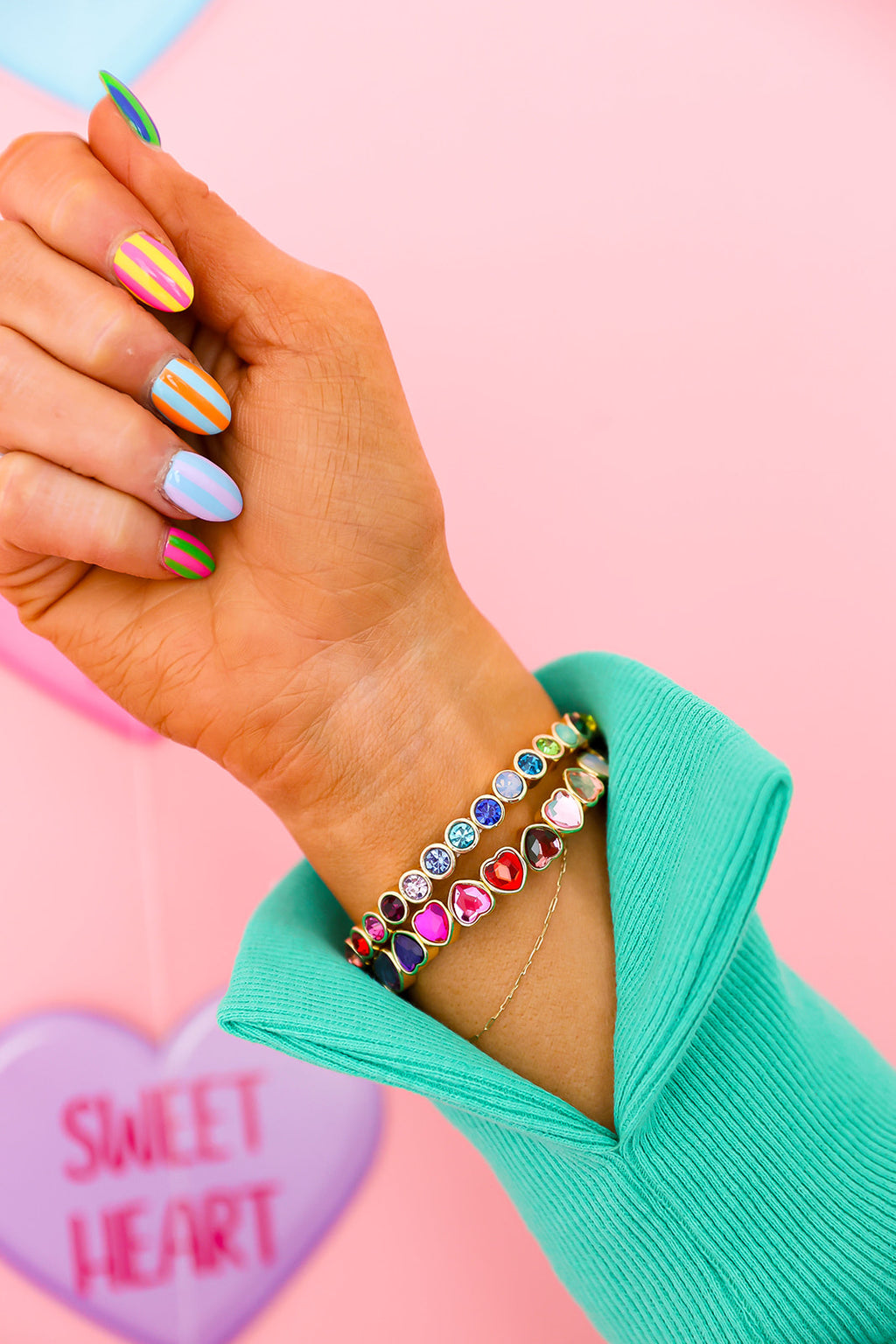 Round Rainbow Gem Bracelet