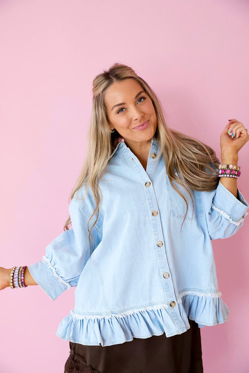 Ruffle My Feathers Denim Top