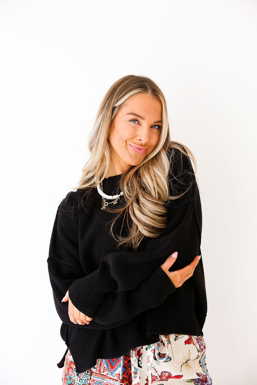 Say Yes Sweater Short- Black